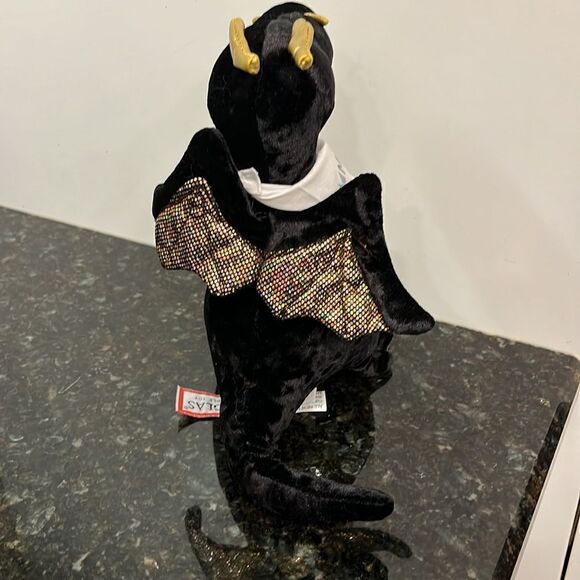 Merlin Winged Dragon 9” Stuffed Black Gold Plush Animal Douglas Cuddle Toys 2015 - Picture 5 of 10